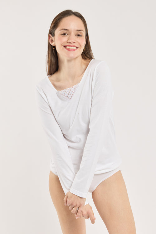 T-shirt col V manches longues - coton peigné - Armor-lux - 2