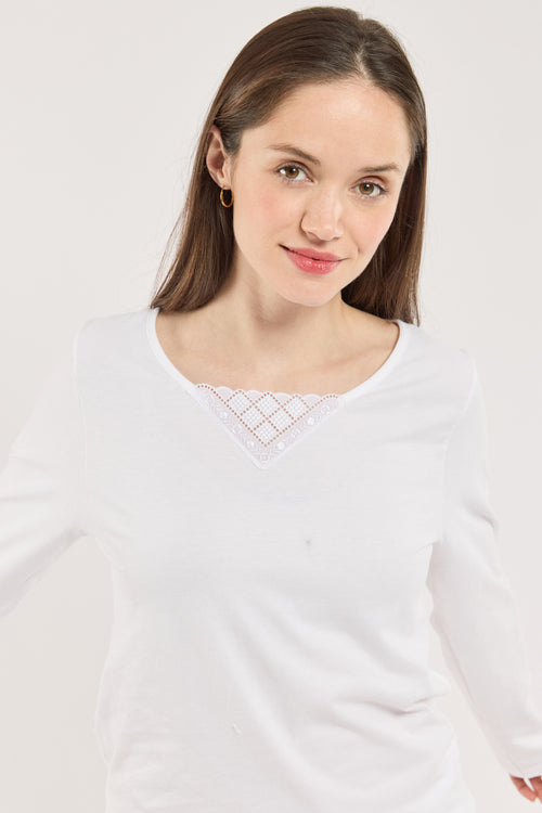 Langarm T-Shirt mit V-Ausschnitt - gekämmte Baumwolle - Armor-lux - 1