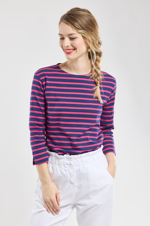 3/4 length sleeve Breton striped shirt - rustic cotton - Armor-lux - 1