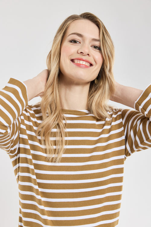 3/4 length sleeve Breton striped shirt - rustic cotton - Armor-lux - 1