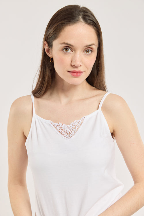 Débardeur col dentelle  - coton peigné - Armor-lux - 2
