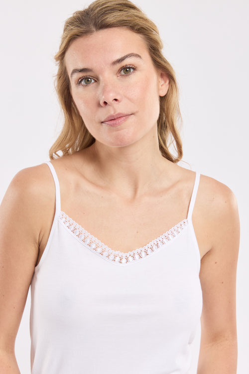 Camisole with lace collar - combed cotton - Armor-lux - 2