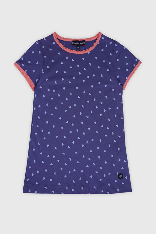 Chemise de nuit imprimée coeurs Kids - coton léger - Armor-lux - 1