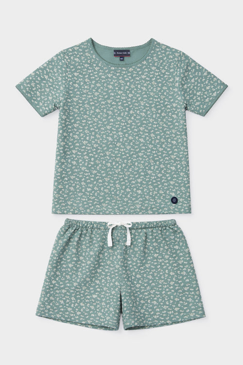 Kinder Pyjama mit Shorts „Blumen“ - leichte Baumwolle - Armor-lux - 1