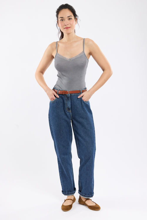 Camisole with lace trim - wool and silk - Armor-lux - 3