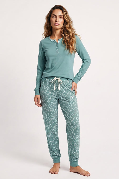 Jogging-Pyjama mit Blumenmuster - leichte Baumwolle - Armor-lux - 1