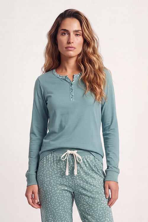 Jogging-Pyjama mit Blumenmuster - leichte Baumwolle - Armor-lux - 2