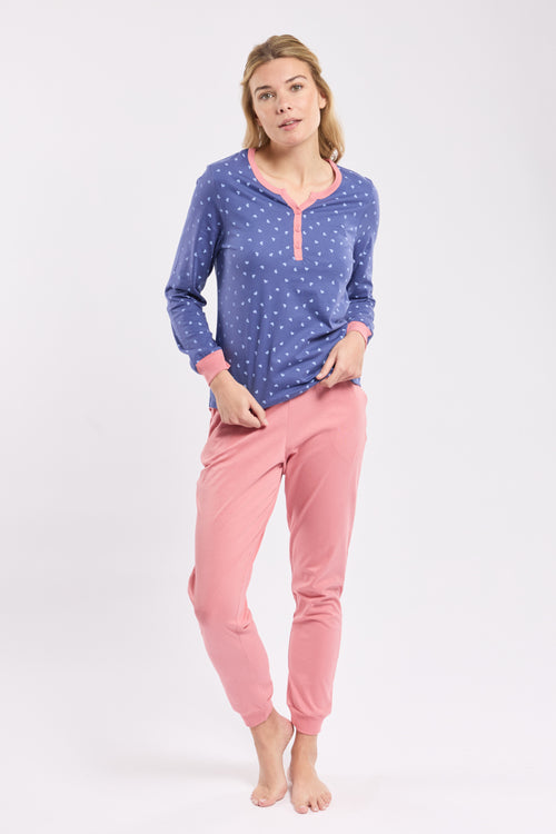 Pyjama corsaire motifs coeurs - coton léger - Armor-lux - 1