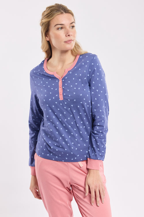 Pyjama corsaire motifs coeurs - coton léger - Armor-lux - 2