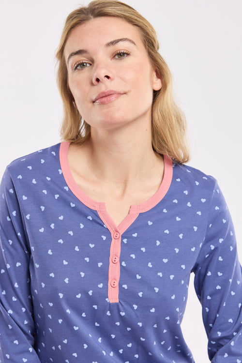 Pyjama mit Caprihose und „Herz“-Motiv – leichte Baumwolle - Armor-lux - 3