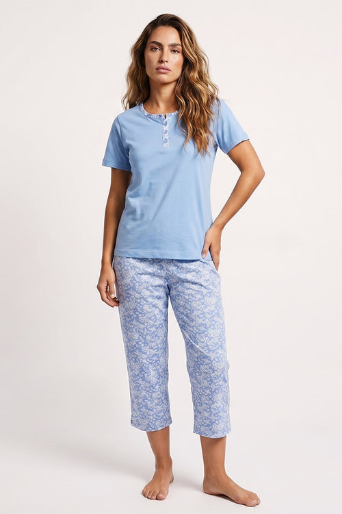 Flower cropped pajamas - lightweight cotton - Armor-lux - 1