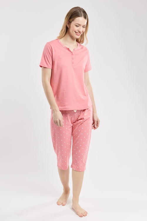 Pyjama mit Caprihose -Motiv – „Flamingo“ – leichte Baumwolle - Armor-lux - 1