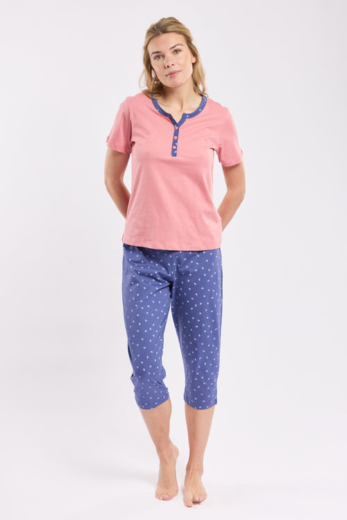 Pyjama corsaire motifs coeurs - coton léger - Armor-lux - 1