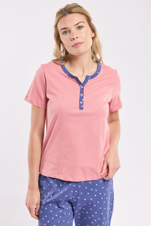 Heart patterned capri-style pyjamas — lightweight cotton - Armor-lux - 2