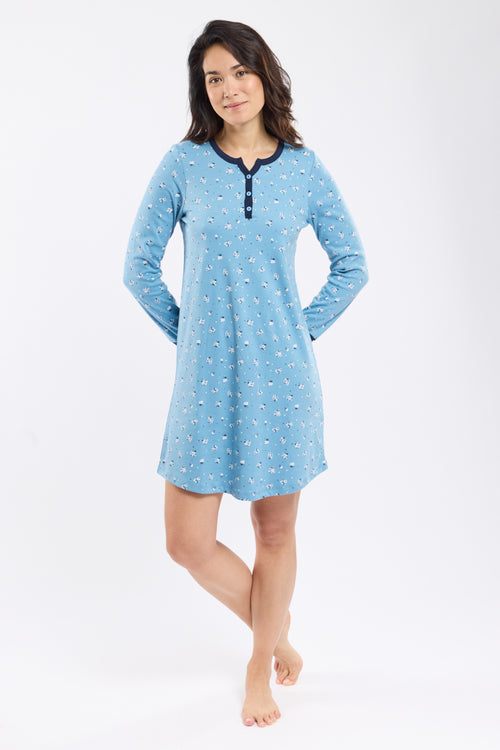 Micro-print nightshirt – thick cotton - Armor-lux - 1