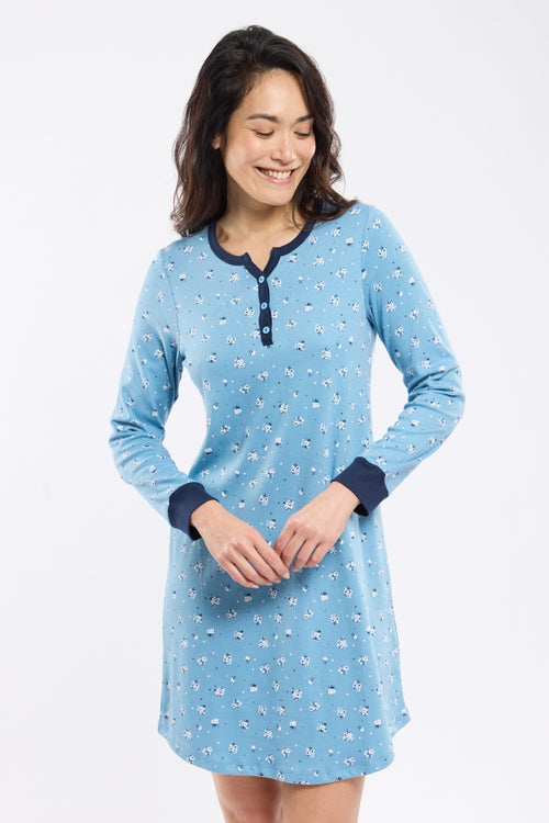 Chemise de nuit micromotifs - coton épais - Armor-lux - 2