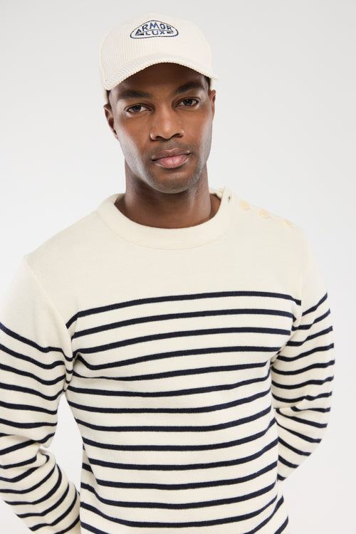 Pull rayé col rond manches longues homme John Devin - Blanc | 3 SUISSES Pull rayé col rond manches longues homme John Devin - Blanc | 3 SUISSES