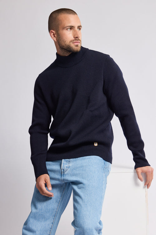 Gestreifter Pullover mit Stehkragen – Wolle - Armor-lux - 1