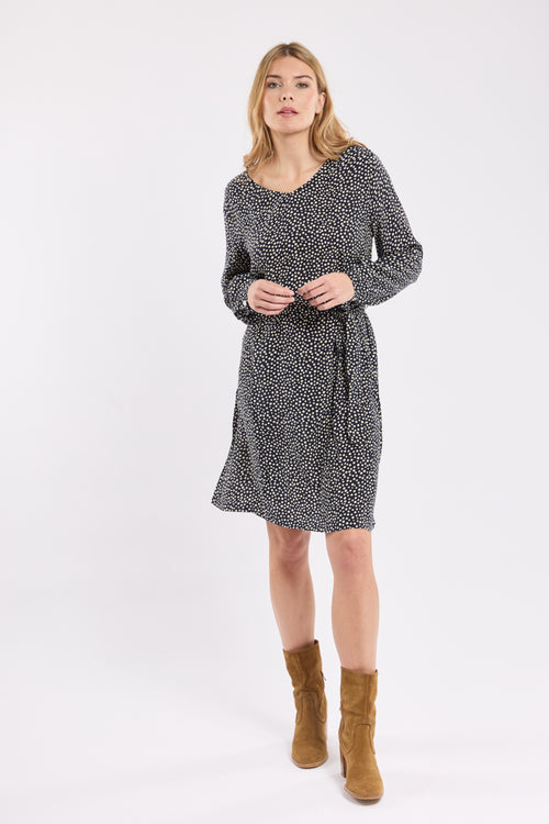 Gepunktetes Kleid mit Gürtel - Cupro - Armor-lux - 1