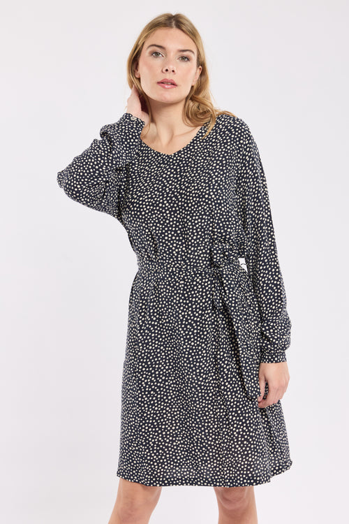 Gepunktetes Kleid mit Gürtel - Cupro - Armor-lux - 2