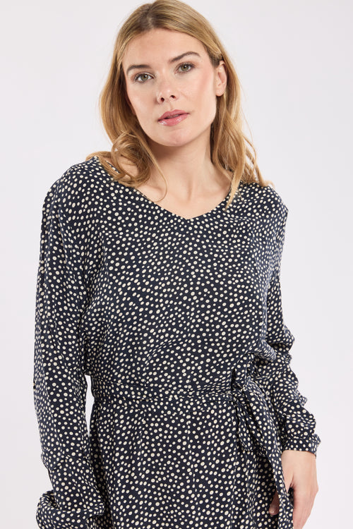 Robe ceinturée à pois - cupro - Armor-lux - 3