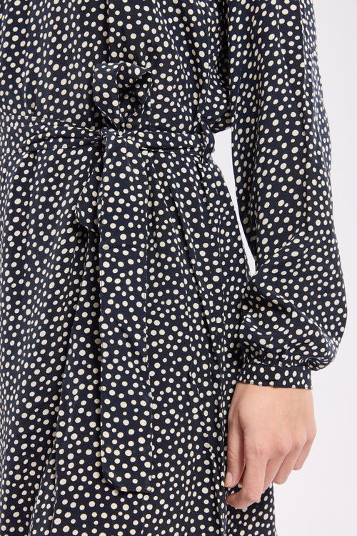Gepunktetes Kleid mit Gürtel - Cupro - Armor-lux - 4