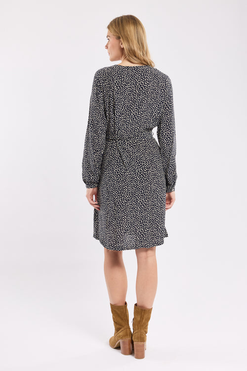 Gepunktetes Kleid mit Gürtel - Cupro - Armor-lux - 5