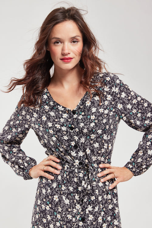 Langes Kleid mit Blumenmuster – Cupro - Armor-lux - 2