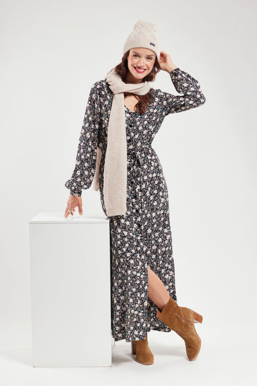 Langes Kleid mit Blumenmuster – Cupro - Armor-lux - 6