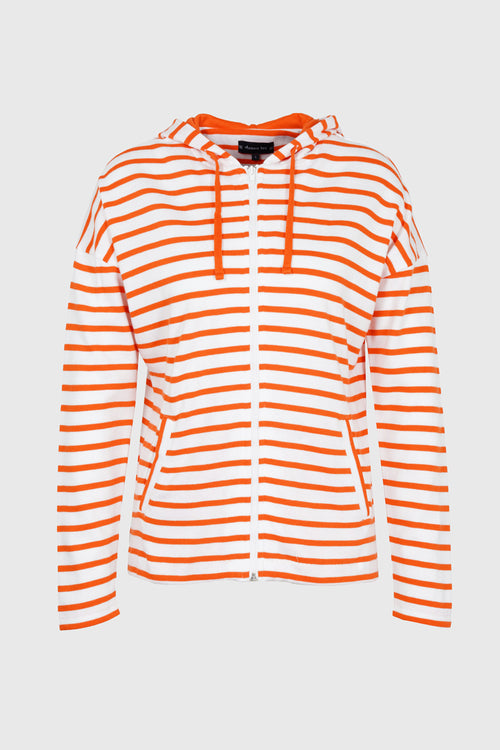 Sweat rayé à capuche - coton rustique - Armor-lux - 1