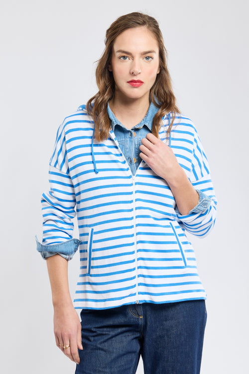 Striped hooded jacket - rustic cotton - Armor-lux - 1