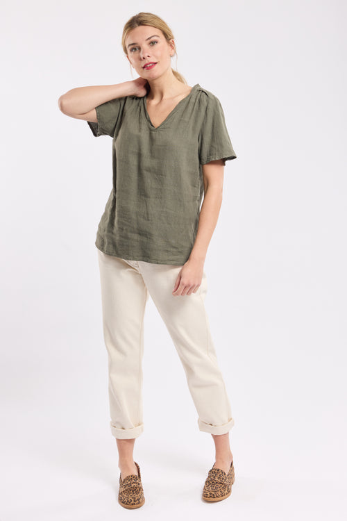 V-neck T-shirt - linen - Armor-lux - 1