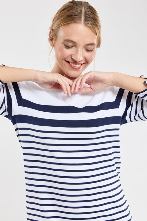 3/4 length sleeves striped dress - thick cotton - Armor-lux - 2