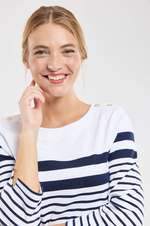 3/4 length sleeves striped dress - thick cotton - Armor-lux - 5