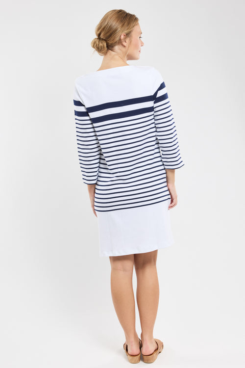 3/4 length sleeves striped dress - thick cotton - Armor-lux - 4