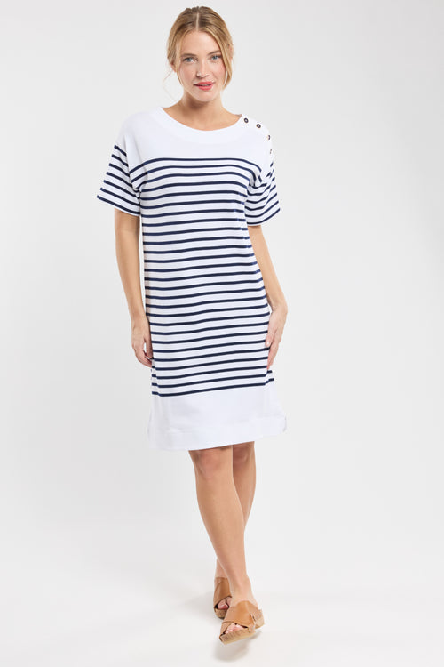 Kleid mit geknöpfter Schulter – rustikale Baumwolle - Armor-lux - 1