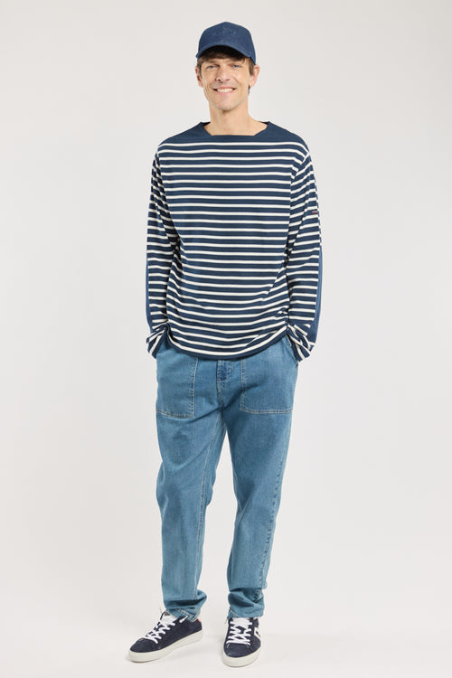 Gestreifter Pullover mit Ellenbogenschonern – Baumwolle - Armor-lux - 3