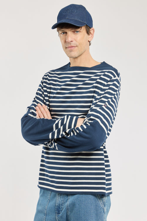 Gestreifter Pullover mit Ellenbogenschonern – Baumwolle - Armor-lux - 1