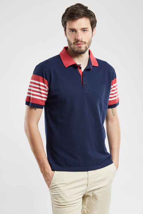 Poloshirt mit gestreiften Ärmeln – Baumwoll-Pikee - Armor-lux - 1