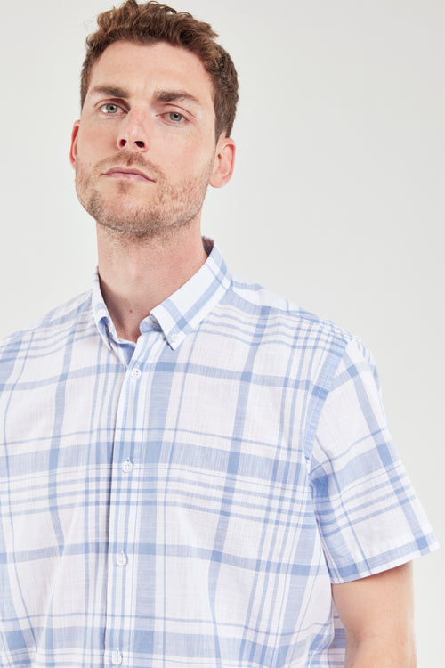 Chemise carreaux regular vert et marine à pressions Homme Chemise carreaux regular vert et marine à pressions Homme