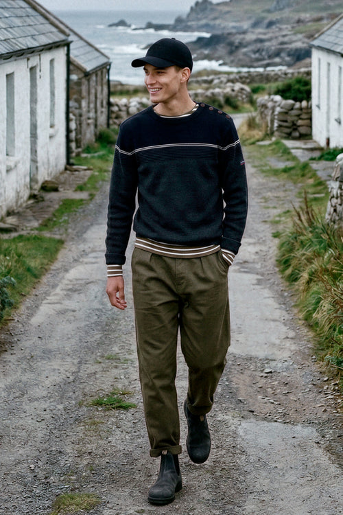 Mikro-Streifen Marinepullover - Wolle - Armor-lux - 1