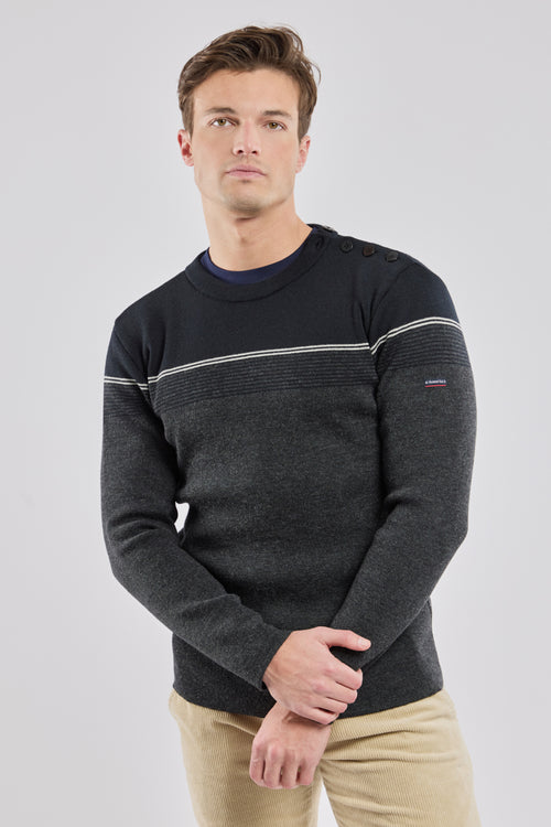 Micro-stripe sailor sweater - wool - Armor-lux - 1