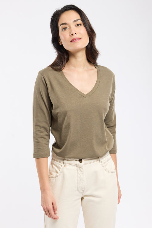 T-Shirt mit V-Ausschnitt – leichte Baumwolle - Armor-lux - 1