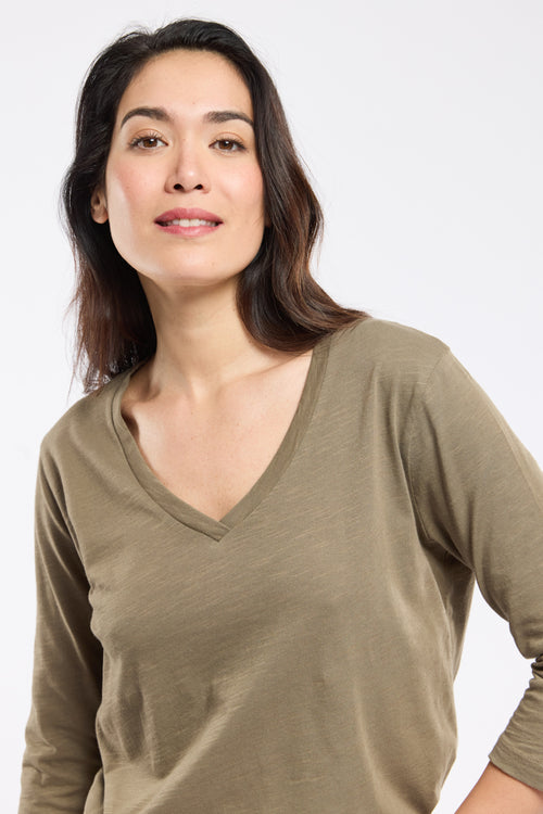 T-Shirt mit V-Ausschnitt – leichte Baumwolle - Armor-lux - 2