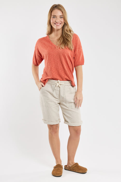 Bermuda taille élastique  - coton et lin - Armor-lux - 1