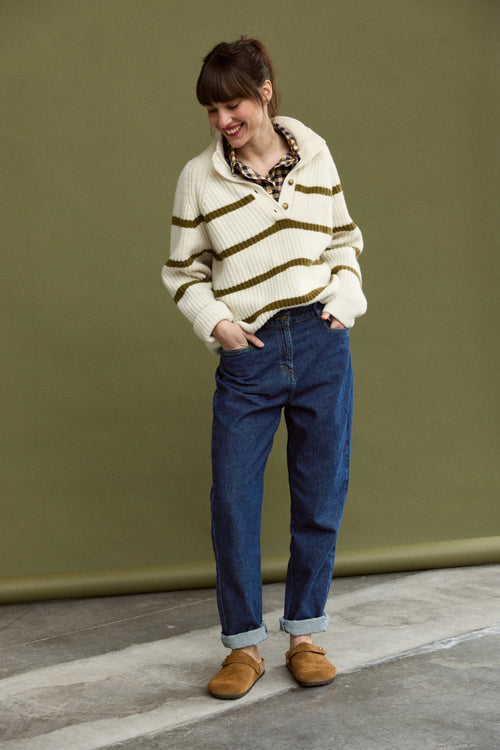 Gestreifter Pullover mit Stehkragen – Wolle - Armor-lux - 6