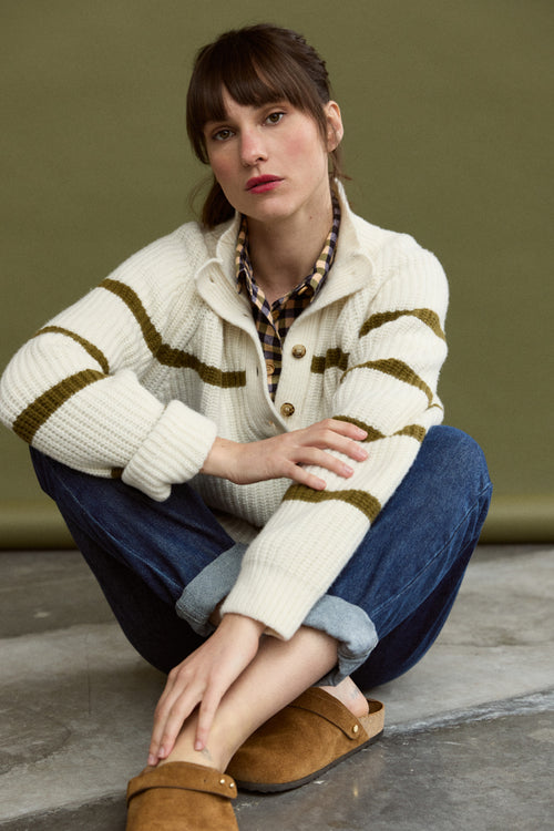 Gestreifter Pullover mit Stehkragen – Wolle - Armor-lux - 5