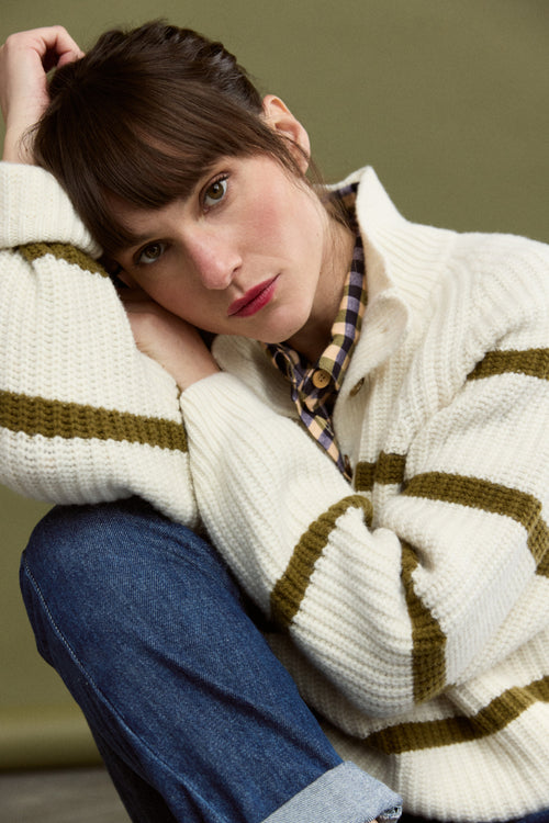 Gestreifter Pullover mit Stehkragen – Wolle - Armor-lux - 4