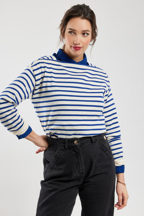 Breton shirt with boat neck top - rustic cotton - Armor-lux - 1