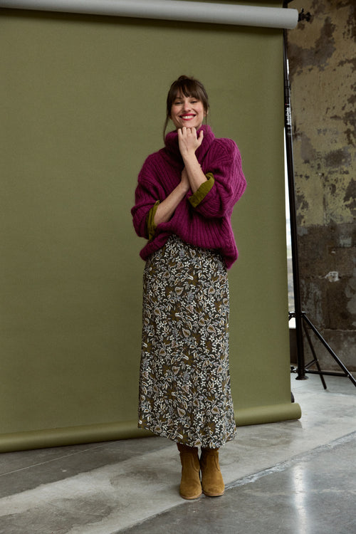 Langer Rock mit Blättermuster - Cupro - Armor-lux - 1